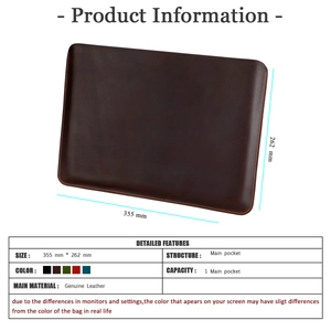 Λεπτομέρειες θήκης από γνήσιο δέρμα για MacBook Pro 14.2 με διαστάσεις και χρώματα