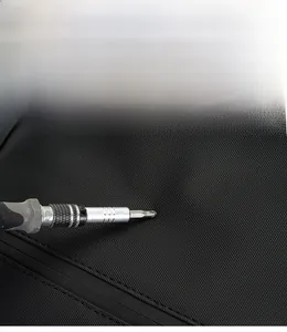 Close-up of water-repellent and scratch-resistant black nylon fabric for backpack