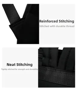 Detailed view of reinforced stitching and durable nylon texture on black backpack