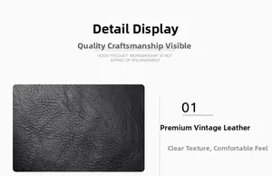 Close-up of the black vintage PU leather texture on the men's business backpack
