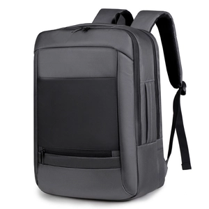 Dunkelgrauer und schwarzer Business-Laptop-Rucksack mit wasserfestem Stoff und Polstern