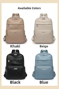 Collection de grands sacs à dos en cuir PU en kaki, beige, noir et bleu pour femme