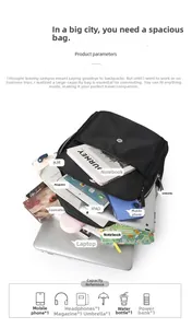 Detailed internal capacity view of the black oxford backpack with laptop compartment