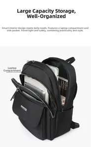 Detailed internal view showing laptop compartment and multiple storage pockets in backpack