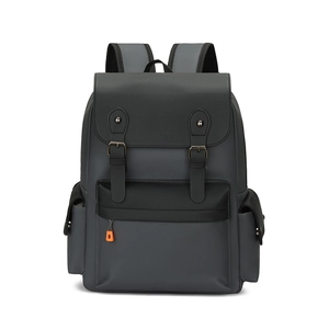 Vintage colorblock backpack for men with multi-pocket design and waterproof fabric