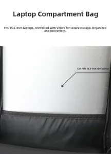 Internal laptop compartment of the backpack with velcro strap for 15.6 inch laptops