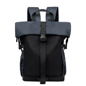 Waterproof roll-top helmet backpack for commuting with large capacity and buckle closure