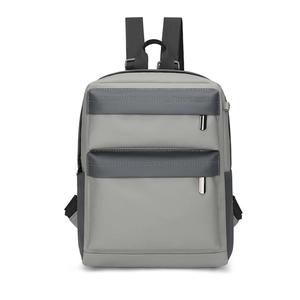 Lightweight grey spliced sports backpack with dual front zipper pockets for travel