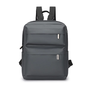 Deep grey lightweight sport backpack with dual zipper pockets and waterproof nylon texture