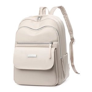 Sac à dos beige en tissu Oxford avec design fonctionnel multi-compartiments de voyage