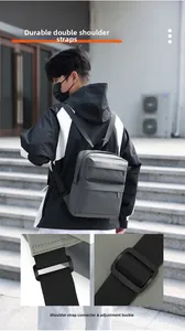 Detail showing the durable gray backpack straps with adjustable buckles and reinforced rings