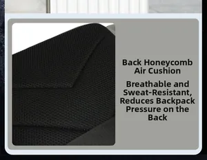 Detail of breathable honeycomb mesh back padding for pressure relief on travel backpack