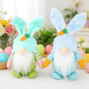Easter gnome plush dolls with rabbit ears and carrots for home holiday decoration