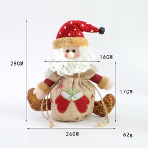 Christmas Santa Claus gift bag with polka dot hat and drawstring, 28cm size and 62g weight