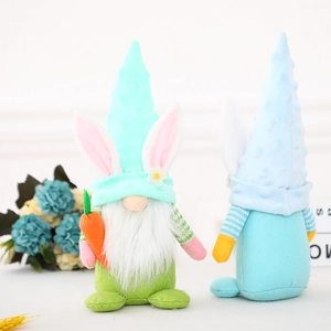 Easter gnome plush set with rabbit ears and carrot for spring holiday decoration