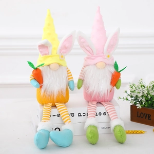 Easter long-legged gnomes plush dolls with bunny ears and carrots home decoration
