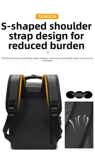 Detail of S-shaped ergonomic shoulder straps with thickened breathable mesh padding