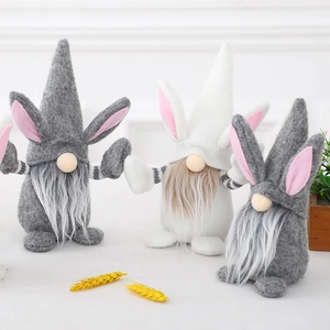 Easter gnome plush doll set with bunny ears and white beard for holiday decoration