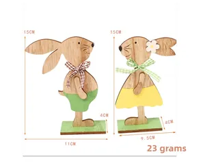 Dimensioni dettagliate delle statuette di coniglietto pasquale in legno da 15cm