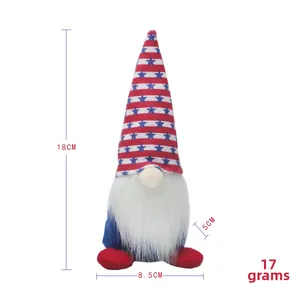 Size dimensions showing 18cm height for Independence Day gnome plush decoration