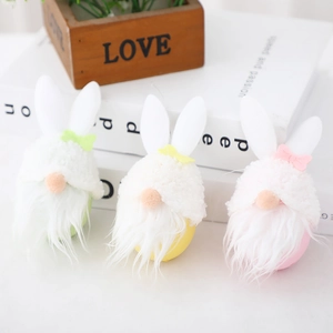 Three Easter Gnomes set with bunny ears and pastel colors for festive home decoration