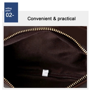 Detail einer dunkelbraunen Ledertasche mit goldenem Reißverschluss und Stoffinnenfutter