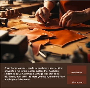 Detailed comparison of new crazy horse leather texture versus aged patina over time