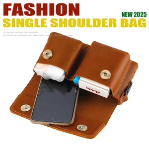 Detailansicht der Crazy-Horse-Leder Gürteltasche mit Fächern für Handy und Zubehör