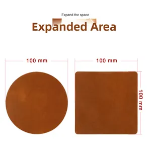 Detail of 100mm round and square brown crazy horse leather heat-resistant coasters