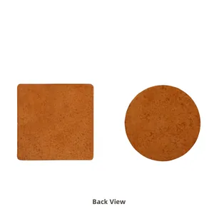 Back view showing the textured grain of round and square leather heat insulation coasters