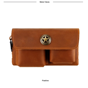 Gürteltasche aus Crazy-Horse-Leder mit Stern-Logo und Fächern für Kleinteile