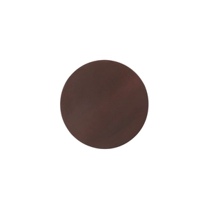 Macro view of dark brown round crazy horse leather coaster with smooth matte finish