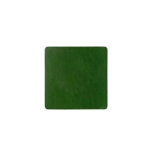 Macro shot of dark green crazy horse leather coaster showing premium texture and rounded edges