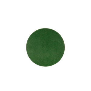 Detailed view of dark green round genuine leather heat resistant placemat with velvet finish