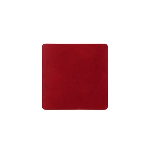 Detail of square dark red crazy horse leather heat resistant coaster with rounded edges