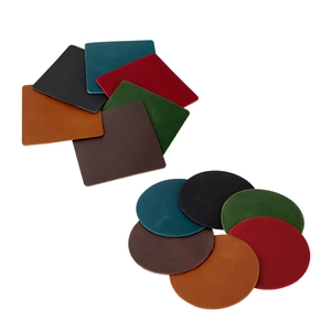 Crazy horse leather heat-resistant placemats and coasters in round and square shapes