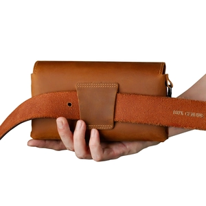 Retro-Gürteltasche aus Crazy-Horse-Leder für Handy und Zubehör mit Echtleder-Gürtel