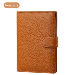 Detailed view of earth yellow lychee pattern leather wallet with multi-card slots