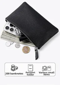 Close-up of litchi grain leather wallet showing large capacity for phone and essentials