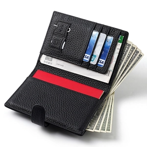 Multifunctional RFID blocking leather passport wallet with card slots and SIM holder