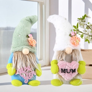 Mother's Day gnomes plush set with I Love You and MUM heart decorations for home decor