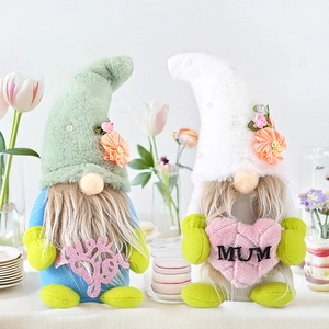 Handmade Mother's Day gnomes set featuring 'MUM' heart and 'Love You' sign for decor