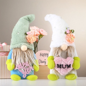 Mothers Day Gnome Plush Ornaments Floral Hat Faceless Doll Holding Mum Heart Nordic Style Home Decor Gift For Mom