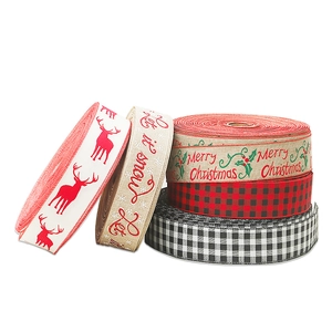 Set di nastri natalizi con scritta Merry Christmas, motivi di alci e disegni scozzesi