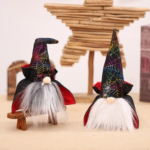 Halloween vampire gnome plush set with glowing rainbow hats and festive vampire capes