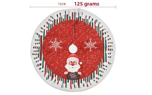 Detailed view of 78cm Christmas tree skirt featuring Santa Claus and Warm Wishes text