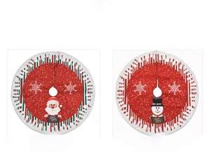Detail of 78cm Christmas tree skirts featuring Santa and Snowman holiday patterns