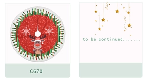 Detail of red Christmas tree skirt with reindeer pattern and white snowflake prints