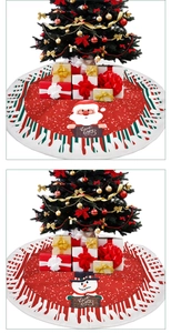 Detail view of 78cm Christmas tree skirts with Santa and Snowman Warm Wishes designs