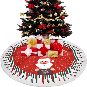 78cm red Christmas tree skirt with Santa Claus and snowflakes for holiday home decoration